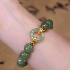 T16 (Beli 2 dapat bonus) COD Gelang giok ring hijau karet titanium wanita original