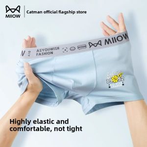 Miiow | Pure Cotton Childrens Underwear Boys Mid-to-Big Size Flat Angle Briefs Breathable Comfortable Short Pants Cartoon Style