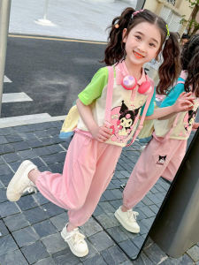 Girl Suit Summer Cartoon Clow M Casual Baby Girl Dopamine Fashionable Top Pants Western Style Two-Piece Suit