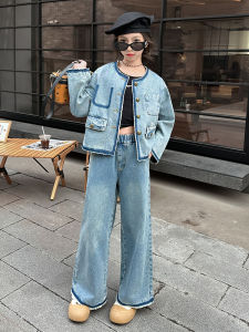 Fashionable Spring Autumn Denim Set for Girls Trendy Outfit Kids Clothing Korean Style Princess Style Early Spring Leisure Sportswear