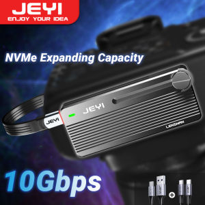 JEYI M.2 NVMe SSD Enclosure with Camera Mounting Screw USB 3.1 Gen2 10Gbps Transfer Camera Footage Compatible with PC phone