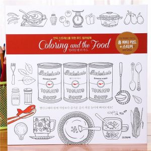 Stress-Relief Adult Coloring Book on Food