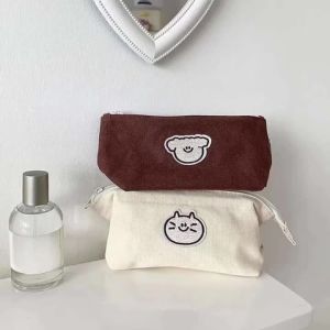 Cute Cat Dog Pen Bag Simple Ins High Value Large Capacity Canvas Stationery Bag Storage Bag AY Pen Case