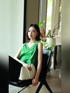 Textured Silky Sleeveless V-Neck Top