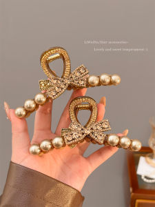 Fancy Rhinestone Bows Barrettes Female Elegant Back Head Updo Hair Claw Large Shark Clip Hair Clip Headdress Spring