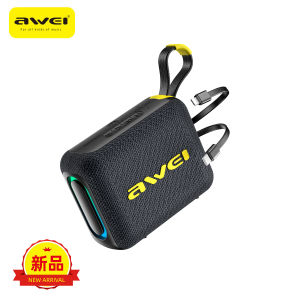 Awei ลำโพงบลูทูธขนาดเล็กแบบทูอิน1ชาร์จได้10Wลำโพงไร้สายสุดทึ่งเสียงระบบเสียงเบสรอบทิศทางไฟสีสันสดใส RGB พร้อมสาย Type-C Apple เวลาเล่น9ชั่วโมงรองรับกล่องลำโพงพกพา TWS