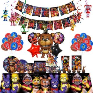 Hasbro | FNAF Birthday Party Decoration Balloons Paper Disposable Tableware Tablecloth At Five Nights Party Favors Kids Event Supplies