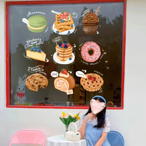 INS Internet Celebrity Cakeroom Bread Dessert Shop Showcase and Glass Door Stickers Decorative Stickers Cake Baking Wall Stickers
