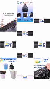 Popular Household Thickened Roll-Up Garbage Bags Black (Small/Medium/Large/XL/XXL)