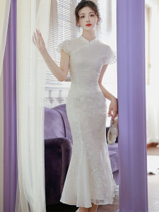 ชุดแต่งงานสไตล์จีนใหม่ ฤดูร้อน ปักลายละเอียด ชุดเดรสยาว ผ้าฝ้ายโพลีเอสเตอร์ งานปาร์ตี้ งานแต่งงาน ชุดราตรี