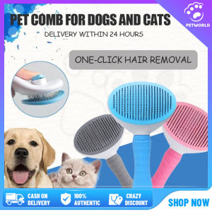 【In Stock】Dog Cat Hair Comb Brush Pet Grooming Shedding Comb Brush For Pet Self Cleaning Grooming Tool
