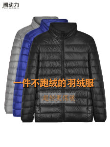 Lightweight Silk Cotton Jacket Mens Autumn Winter New Style Large Size Ultra Light Stand Collar Hooded Short Cotton Coat