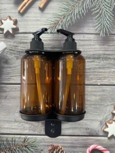 Bình đôi treo tường nhựa có vòi xịt dựng mỹ phẩm dung tích 300ml có giá treo (  bình + giá treo )