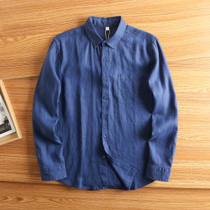Luxurious Linen Mens Shirt Breathable Casual Long Sleeve Vintage Chinese Style Loose Fit High Quality Linen Material