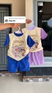 KAOS ANAK LABUBU PANTAI 1-10 TAHUN CELANA CARGO SETELAN KAOS ANAK LAKI-LAKI VIRAL