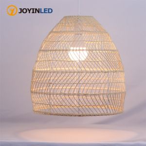Rattan Cloche Pendant Lamps Vintage Style Handmake Rattan Light Home Decor Living Room Cafe Kitchen Island Hanging Lamps