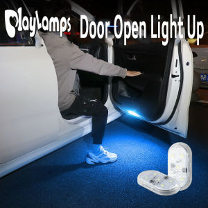 2/1 cái LED nội thất xe hơi lịch sự đèn cửa sạc USB Đèn cửa xe không dây đèn cửa an toàn chống va chạm đèn tín hiệu