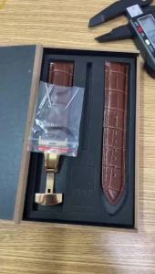 Watch Band with Wooden Box Butterfly Clasp Watchband Replacement Genuine Leather Strap 18mm 20mm 22mm Bracelet Watch Accessories