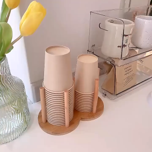 MLADEN Wooden Paper Cup Holder Coffee Shop Cup Storage Rack Table Cup Dispenser Organizer Rack Cawan