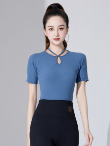 Womens Latin Dance Top Short Sleeve Modern Dance Practice Suit Summer Fashionable Knot Design Ideal for Salsa And Cha Cha