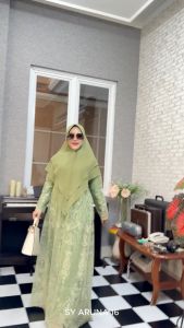 Humaira99 Gamis Syari Jumbo Brokat Baju Muslim Mewah Dress Hijab Muslimah Atasan Wanita Longdress Busui Terbaru Terlaris Pesta Lebaran Brukat Tile Aruna Aruna16