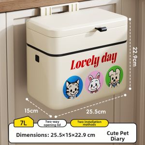 Wall-mounted Easy-use Bi-directional Opening Kitchen Bathroom Bin