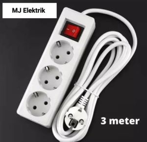 Stop Kontak Listrik 3 Lubang Kabel Arde 3m / 3 Meter KAWASHUKI / SUNFREE MJ Elektric