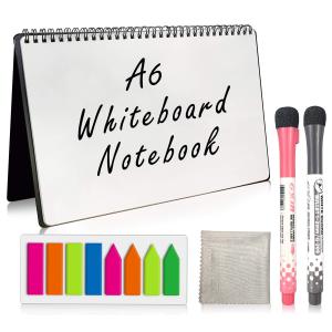 A6Reusable Whiteboard Notebook Erasable Meeting Notebook Dry Erase White Board Pen Erasing Cloth forMeeting Business Office Home