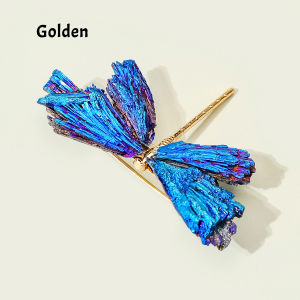 1PC Natural Electroplated Blue Black Tourmaline Crystal Brooch | Handmade Healing Energy Stone DIY Decor Perfect Mother’s Day