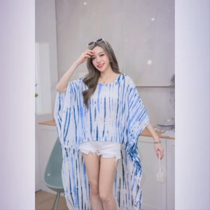 (ร้านส่งไว) เสื้อโบฮีเมี่ยน หน้าสั้นหลังยาว มัดย้อมธรรมชาติ ใส่สบาย คาเฟ่