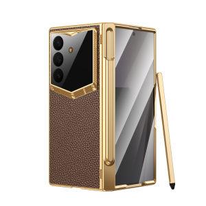 szhaiyu | Case For Samsung Galaxy Z Fold Ultra 8 Fold 7 Fold 6 With S Pen With Screen Glass Film With Hinge Protector Leather Armor Cover