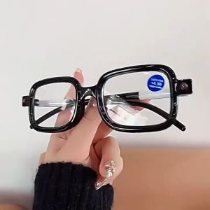 Kacamata Baca Persegi Bingkai Tebal Bingkai Hitam Kacamata Baca Retro Sastra Anti Cahaya Biru