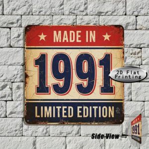 CIFbuy | Vintage 1991 Metal Sign 8x8 Inch Rustic Aluminum Wall Decor Bar Garage Man Cave Birthday Gift