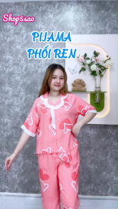 [HCM] Đồ bộ tole nữ mặc nhà pyjama tay ngắn quần dài phối ren xinh xắn SHOP5SAO (43-75kg)