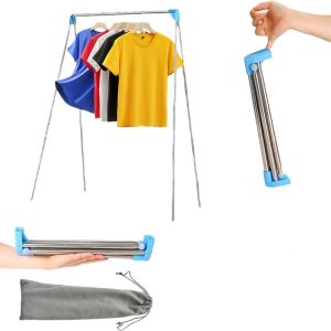 Giá Treo Quần Áo Di Động Bằng Thép Không Gỉ Có Thể Gấp Gọn Dùng Để Phơi Quần Áo Khi Đi Du Lịch Cắm Trại Khách Sạn Giặt Ủi Trang Phục Khiêu Vũ Trong Nhà Và Ngoài Trời