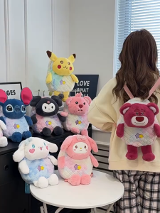 Balo thú bông kuromi cinnamon loopy pikachu vải bông lông mềm cute dễ thương cho bé mầm non GY547