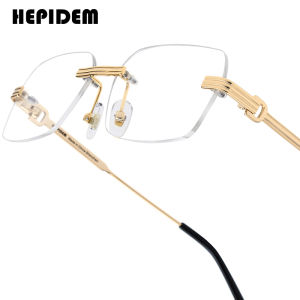 HEPIDEM mắt kính hợp kim khung người đàn ông thiết kế thương hiệu Kim Cương vuông không có vành Kính mắt nữ hoài cổ cổ điển Kính Eyewear 50267