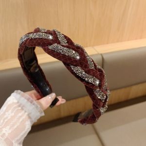 French Style Wide Edge Twist Diamond Elegant Headband 2024 New Womens Hair Clip Full Diamond Atmosphere Hair Clip Hair Ring