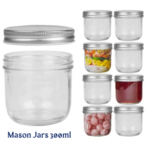 Glass Mason Jars 300ml Perfect size for Overnight Oats