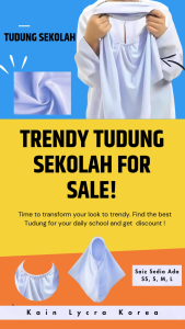 [ VIRAL] Tudung Sekolah Soft Awning Nila Putih Kain Laycra Korea Saiz "SS S M L"