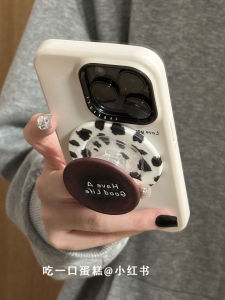 White Vintage Phone Case for Apple 16Promax iPhone 151413 Magnetic Resonance Fililng Staining English Bracket Protection Shell