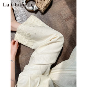 La Chapelle | Quần Dài Ống Rộng Cao Waist Tencel Linen Thêu Ren