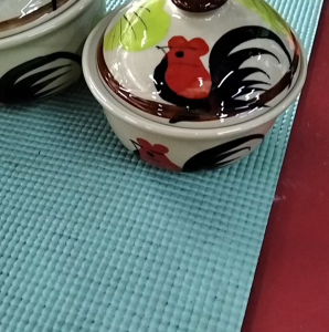 ถ้วยน้ำพริกน้ำปลามีฝาปิด(เซรามิค)ลายไก่