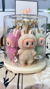 LABUBU Display Box Cover Crybaby 360 Rotating Transparent Dustproof Stackable Pop Mart Doll Storage Box Hang Stand Type