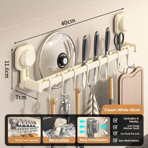 WEIMEIYUAN | Wall-mounted Kitchen Organizer with Suction Cup Hooks and Knife Holder