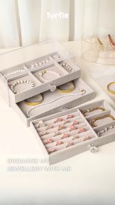 TURTLE Transparent Acrylic 2-Layer Velvet Accessories Box Jewellery Storage Box Jewellery Organiser