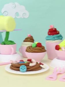 HIGHTUNE Play Doh Set Plasticine Making Pretend Play Set Toys Play Doh Ice Cream Machine