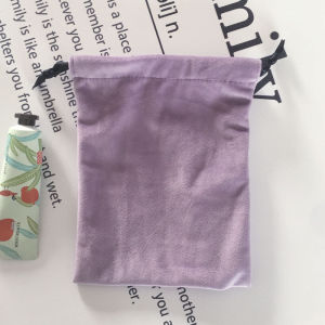 Gray Velvet Bag Drawstring Jewelry Storage Pouch Thickened Bonnet Package Cord Woven Phone Cloth Bag Accessories Organizer