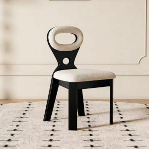 MU FENG ZHI NAN | Designer Luxe Lambwool Dining Chair