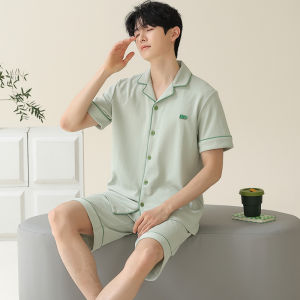 MiiOW | Mens Pure Cotton Sleepwear Spring Autumn Lightweight Large Size Home Clothes Outdoor Wearable Set Catman Long Sleeve Pants